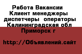 Работа Вакансии - Клиент-менеджеры, диспетчеры, операторы. Калининградская обл.,Приморск г.